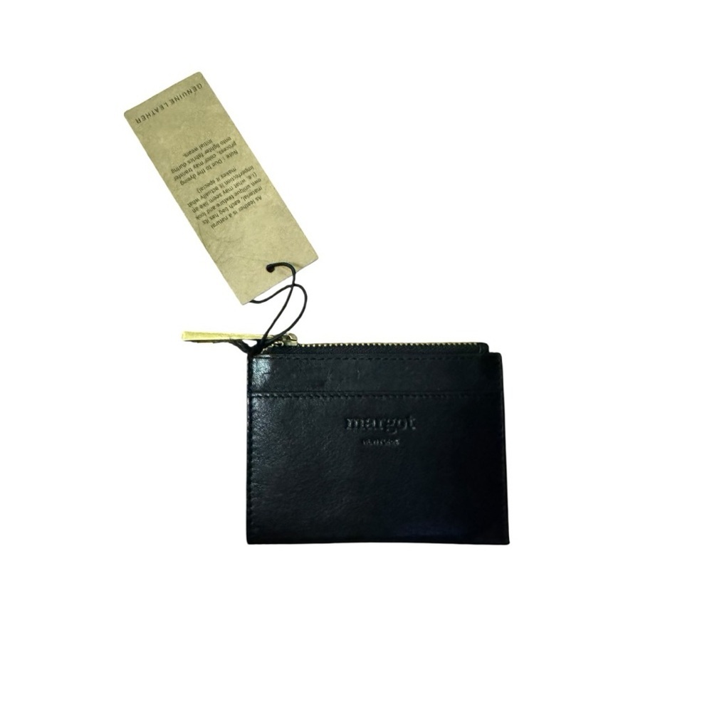 Margot NEW YORK Black Leather Card Wallet NWT